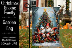 Christmas Gnome Family Garden Flag, Gnome Garden Flag, d5 Product Image 1
