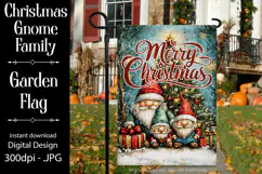 Christmas Gnome Family Garden Flag, Gnome Garden Flag, d8 Product Image 1