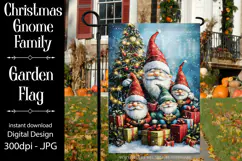 Christmas Gnome Family Garden Flag, Gnome Garden Flag, d9 Product Image 1