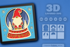 Christmas Gnome in Snow Globe Layered Papercut Product Image 2