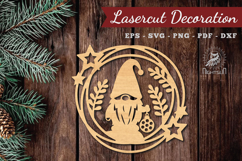 Christmas Gnome Laser Cut Round SVG Product Image 1