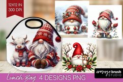 Christmas Gnome Lunch Bag - Cute Gnome Lunch Bug PNG Product Image 1