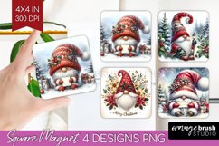 Christmas Gnome Magnet Sublimation - Cute Gnome Square PNG Product Image 1