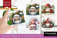 Christmas Gnome Magnet Sublimation - Cute Gnome Square PNG Product Image 1