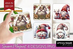 Christmas Gnome Magnet Sublimation - Cute Gnome Square PNG Product Image 1