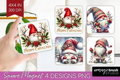 Christmas Gnome Magnet Sublimation - Cute Gnome Square PNG Product Image 1