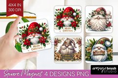 Christmas Gnome Magnet Sublimation - Cute Gnome Square PNG Product Image 1