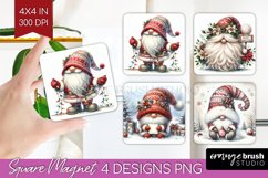 Christmas Gnome Magnet Sublimation - Cute Gnome Square PNG Product Image 1