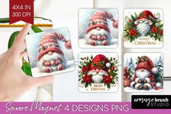 Christmas Gnome Magnet Sublimation - Cute Gnome Square PNG Product Image 1