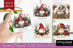 Christmas Gnome Magnet Sublimation - Cute Gnome Square PNG Product Image 1
