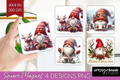 Christmas Gnome Magnet Sublimation - Cute Gnome Square PNG Product Image 1