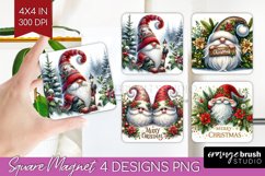 Christmas Gnome Magnet Sublimation - Cute Gnome Square PNG Product Image 1
