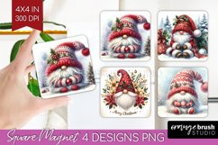 Christmas Gnome Magnet Sublimation - Cute Gnome Square PNG Product Image 1