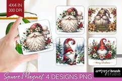 Christmas Gnome Magnet Sublimation - Cute Gnome Square PNG Product Image 1