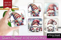 Christmas Gnome Magnet Sublimation - Cute Gnome Square PNG Product Image 1