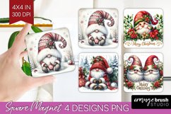 Christmas Gnome Magnet Sublimation - Cute Gnome Square PNG Product Image 1