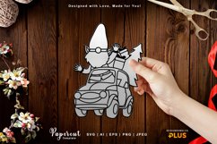 Gnome with Christmas Gift on a Car Papercut Product Image 2