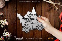 Gnome with Christmas Gift on a Car Papercut Product Image 1