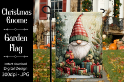 Christmas Gnome Garden Flag, Gnome Presents Garden Flag, d3 Product Image 1