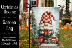 Christmas Gnome Garden Flag, Gnome Presents Garden Flag, d5 Product Image 1