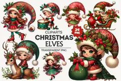Cute Christmas elves. Clipart, PNG. Product Image 1