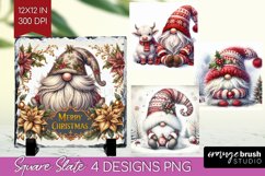 Christmas Gnome Slate PNG - Cute Gnome Square Slate Product Image 1
