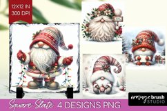 Christmas Gnome Slate PNG - Cute Gnome Square Slate Product Image 1