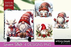 Christmas Gnome Slate PNG - Cute Gnome Square Slate Product Image 1