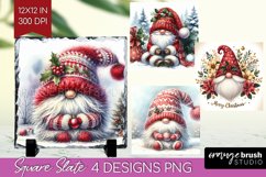 Christmas Gnome Slate PNG - Cute Gnome Square Slate Product Image 1