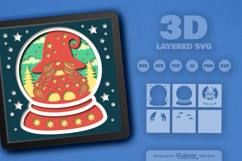 Christmas Gnome Snow Globe Layered Papercut Product Image 2