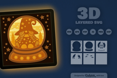 Christmas Gnome Snow Globe Layered Papercut Product Image 3