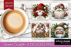 Christmas Gnome Square Coaster - Cute Gnome Coaster PNG Product Image 1