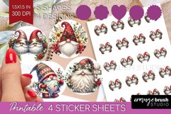 Christmas Gnome Round Sticker - Cute Gnome Printable Sticker Product Image 1