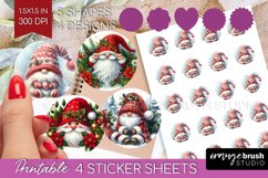 Christmas Gnome Round Sticker - Cute Gnome Printable Sticker Product Image 1