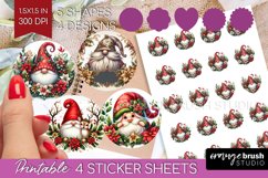 Christmas Gnome Round Sticker - Cute Gnome Printable Sticker Product Image 1