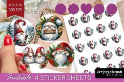 Christmas Gnome Round Sticker - Cute Gnome Printable Sticker Product Image 1