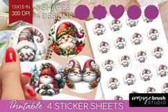Christmas Gnome Round Sticker - Cute Gnome Printable Sticker Product Image 1