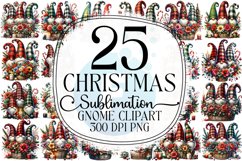 Christmas Gnome Sublimation - Clipart PNG Bundle Product Image 1