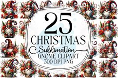 Christmas Gnome Sublimation - Clipart PNG Bundle Product Image 1
