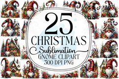 Christmas Gnome Sublimation - Clipart PNG Bundle Product Image 1