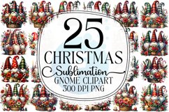 Christmas Gnome Sublimation - Clipart PNG Bundle Product Image 1