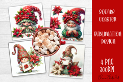 Christmas Gnome Sublimation Coaster Design Product Image 1