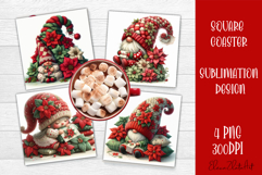 Christmas Gnome Sublimation Coaster Design Product Image 1