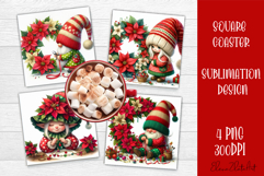 Christmas Gnome Sublimation Coaster Design Product Image 1