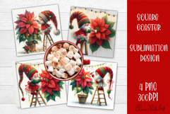 Christmas Gnome Sublimation Coaster Design Product Image 1