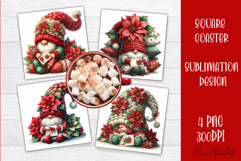 Christmas Gnome Sublimation Coaster Design Product Image 1