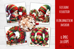Christmas Gnome Sublimation Coaster Design Product Image 1