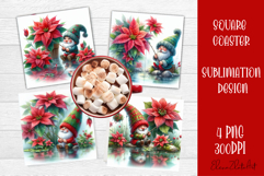Christmas Gnome Sublimation Coaster Design Product Image 1