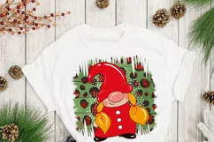 cute christmas gnome sublimation print on a white T-shirt
