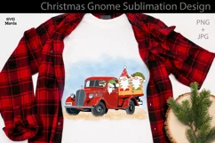 Christmas Gnomes Red Truck Sublimation, Christmas Gnomes PNG Product Image 1